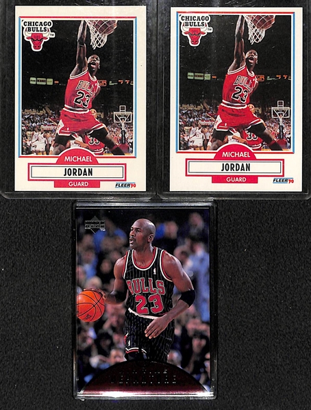 Lot of (21) Michael Jordan Basketball Cards and Inserts w. 1988 & 89 Fleer Stickers
