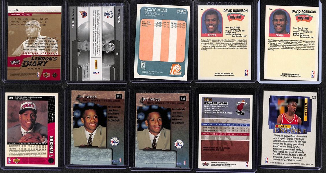 Lot of (19) Basketball Rookie Cards feat. James, Curry, Miller, Robinson, Iverson, Wade, Jokic and More