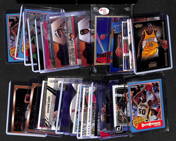 Lot of (30) Mostly Rookie Basketball Cards Feat. Durant, Bryant, Tatum, O'Neal, Iverson, Robinson, and More 