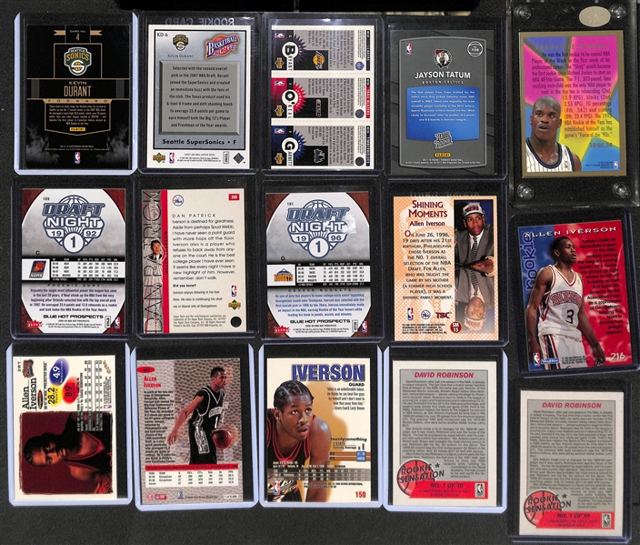 Lot of (30) Mostly Rookie Basketball Cards Feat. Durant, Bryant, Tatum, O'Neal, Iverson, Robinson, and More 