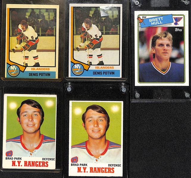 Lot of (20+) Mostly 1970s and 80s Topps Hockey Stars and Rookies w. Orr, Potvin, Hull, Park, and More