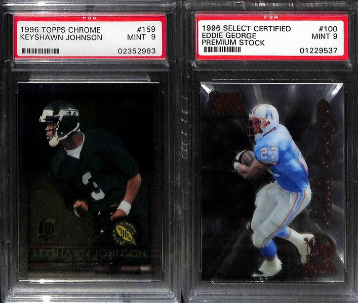 Lot of (14) Mostly Football Graded Rookies w. Barry Sanders, E. Smith, S. McNair, T. Davis, and More