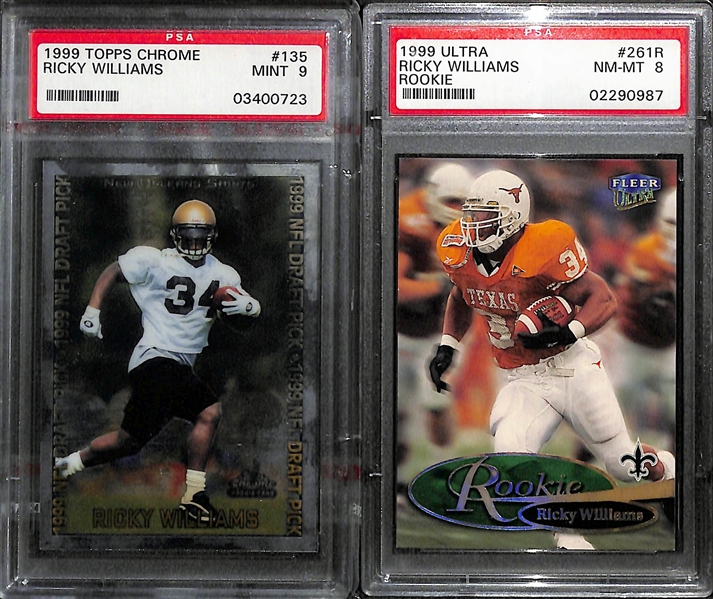 Lot of (14) Mostly Football Graded Rookies w. Barry Sanders, E. Smith, S. McNair, T. Davis, and More
