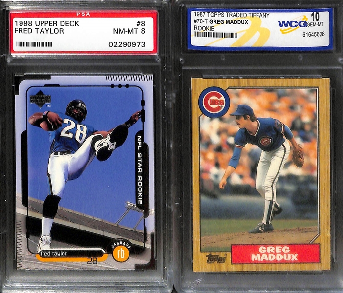 Lot of (14) Mostly Football Graded Rookies w. Barry Sanders, E. Smith, S. McNair, T. Davis, and More