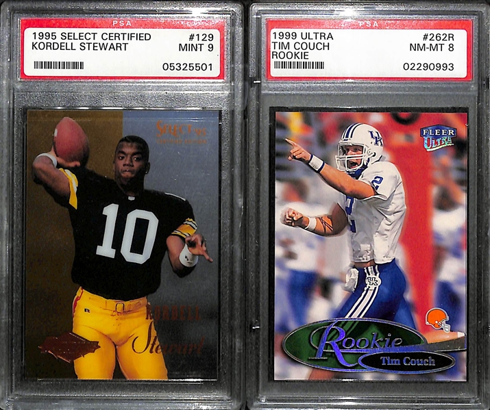 Lot of (14) Mostly Football Graded Rookies w. Barry Sanders, E. Smith, S. McNair, T. Davis, and More