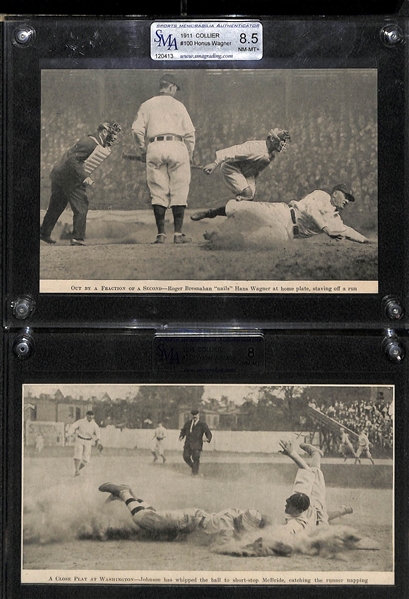 Lot of (12) 1911-1948 Encased Baseball Newspaper Clippings Feat. Ty Cobb and Babe Ruth