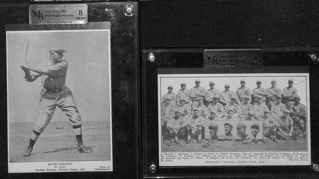 Lot of (12) 1911-1948 Encased Baseball Newspaper Clippings Feat. Ty Cobb and Babe Ruth