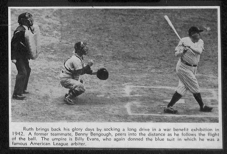 Lot of (12) 1911-1948 Encased Baseball Newspaper Clippings Feat. Ty Cobb and Babe Ruth