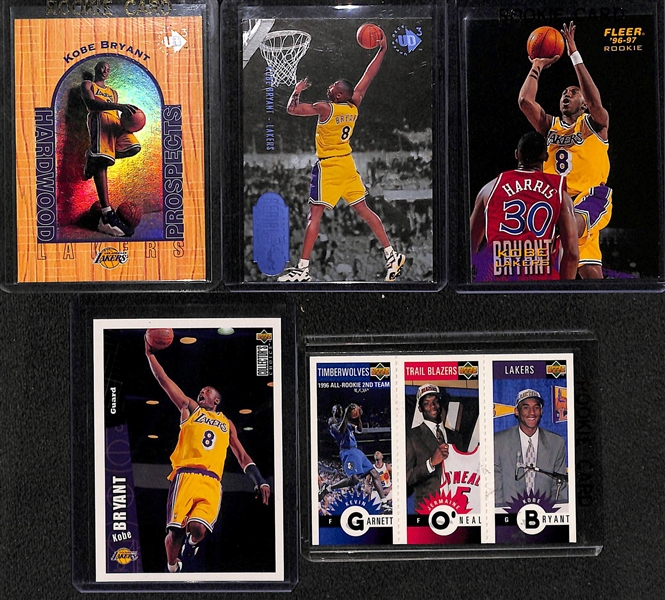 Lot of (5) Kobe Bryant Rookie Cards Feat. Both UD3, Fleer, Collectors Choice, and Upper Deck