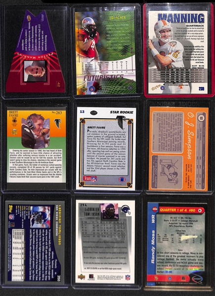 Lot of (18) Football Star Rookie Cards Feat. Peyton Manning, Moss, Tomlinson, OJ Simpson and More