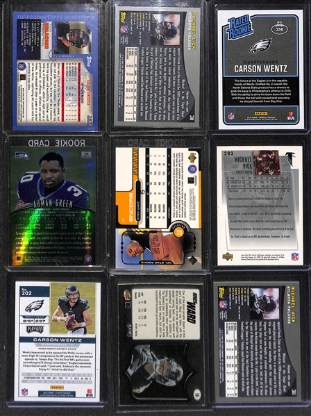 Lot of (18) Football Star Rookie Cards Feat. Peyton Manning, Moss, Tomlinson, OJ Simpson and More
