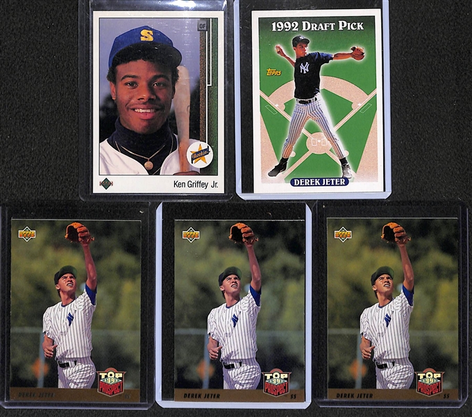 1989 Upper Deck Ken Griffey Jr. and (4) Derek Jeter Rookie Cards