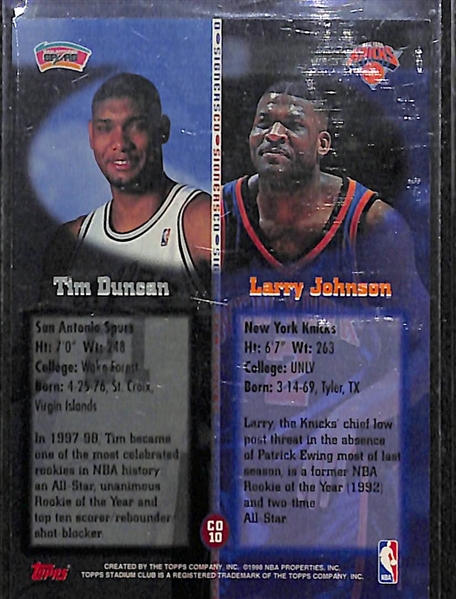 1998 Topps Stadium Club Co-Signers Larry Johnson and Tim Duncan Autograph