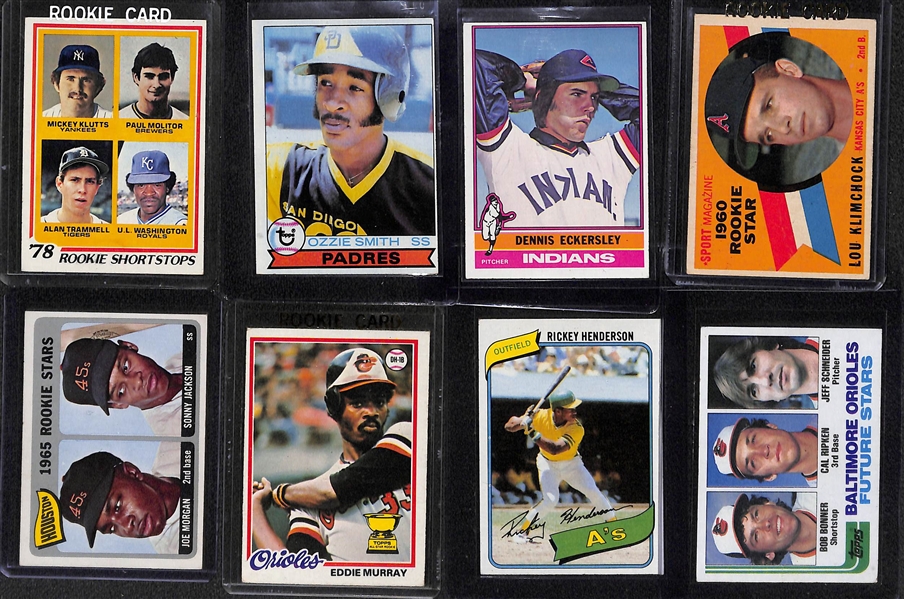 Lot of (8) Mostly Baseball Hall of Fame Rookies w. Morgan, Molitor, Ripken, Henderson and More 