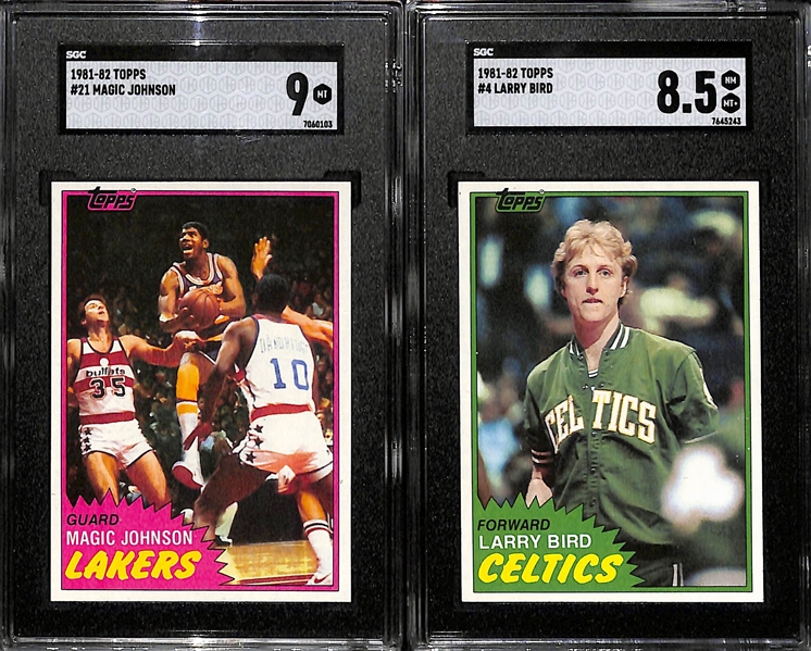 1981-82 Topps Magic Johnson SGC 9 and Larry Bird SGC 8.5  Graded Cards (2nd Year)