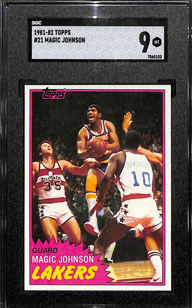 1981-82 Topps Magic Johnson SGC 9 and Larry Bird SGC 8.5  Graded Cards (2nd Year)