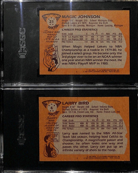1981-82 Topps Magic Johnson SGC 9 and Larry Bird SGC 8.5  Graded Cards (2nd Year)