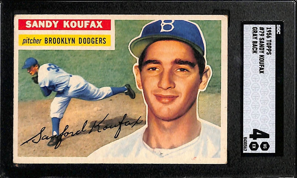 Lot of (5) 1956 Topps Graded Baseball Cards Feat. Sandy Koufax and Warren Spahn