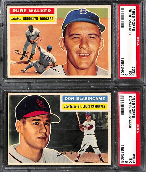 Lot of (5) 1956 Topps Graded Baseball Cards Feat. Sandy Koufax and Warren Spahn