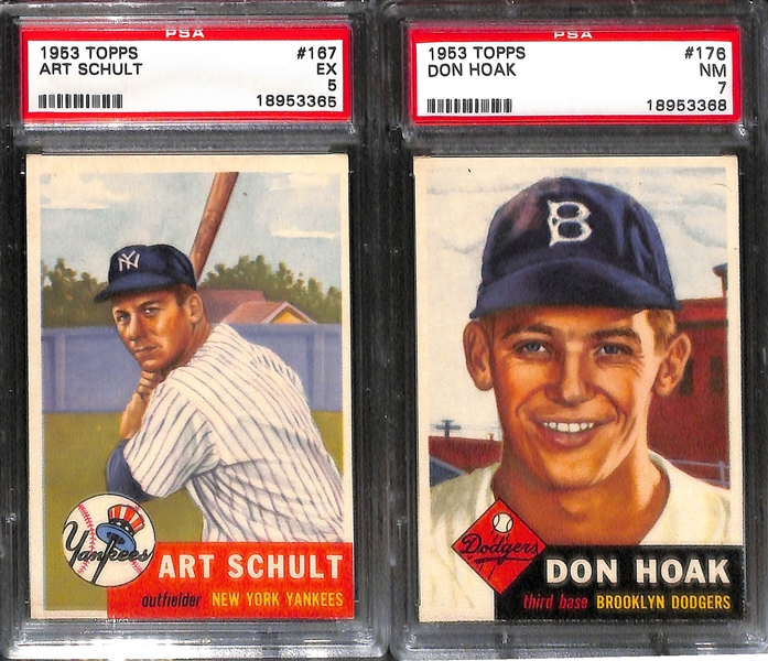 Lot of (6) PSA Graded Mostly 1950s and 1960s Topps Baseball Cards Feat. Bob Feller, Clemente, and Mays