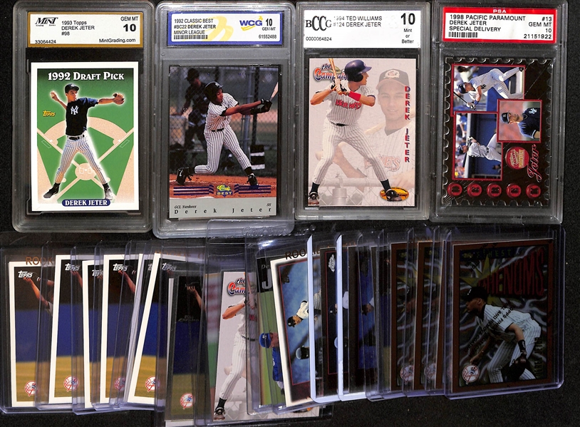 Lot of (25+) Derek Jeter Baseball Cards w. 1998 Pacific Paramount Special Delivery PSA 10
