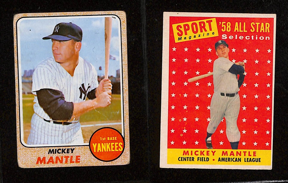 Lot of (17) Mostly 1960s Mickey Mantle Cards w. 1958 All Star