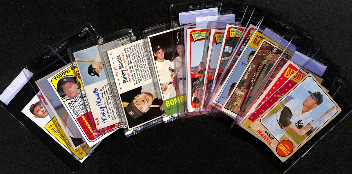 Lot of (17) Mostly 1960s Mickey Mantle Cards w. 1958 All Star