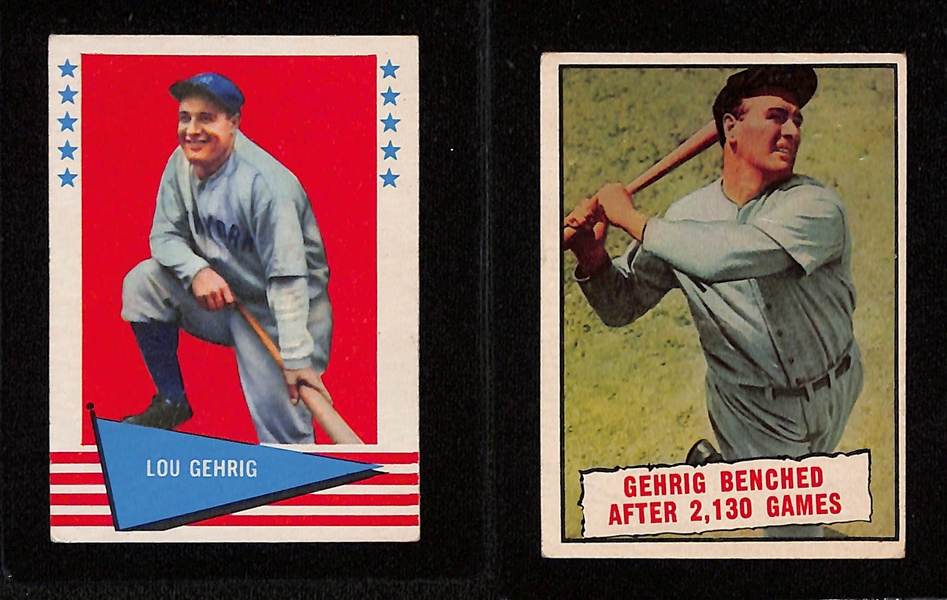 Lot of (15) 1950s and 60s Baseball Cards Feat. Gehrig, Ruth, Berra, Ford, Maris and Others