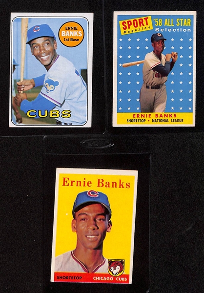 Lot of (25+) 1950s 60s and 70s Baseball Cards w. Ernie Banks, Bob Gibson and Harmon Killebrew