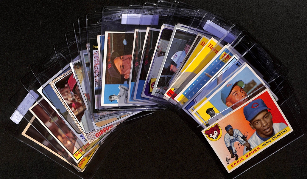 Lot of (25+) 1950s 60s and 70s Baseball Cards w. Ernie Banks, Bob Gibson and Harmon Killebrew