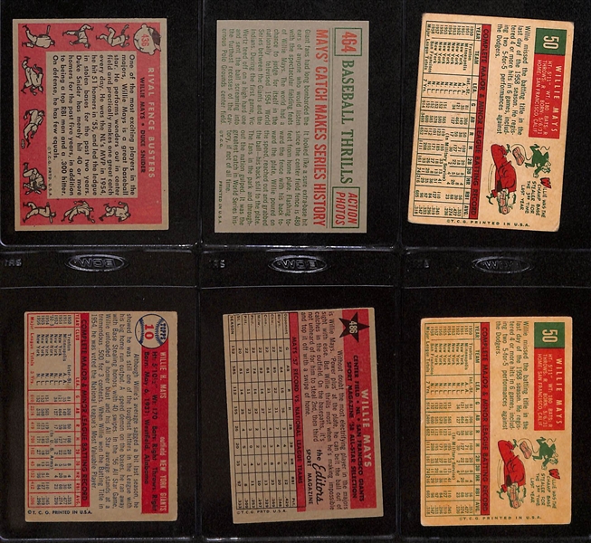 Lot of (6) 1957-1959 Topps Willie Mays Baseball Cards