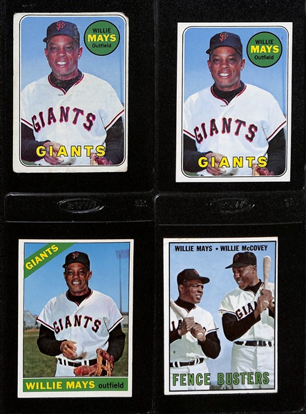 Lot of (21) 1960s and 70s Willie Mays Topps Baseball Cards