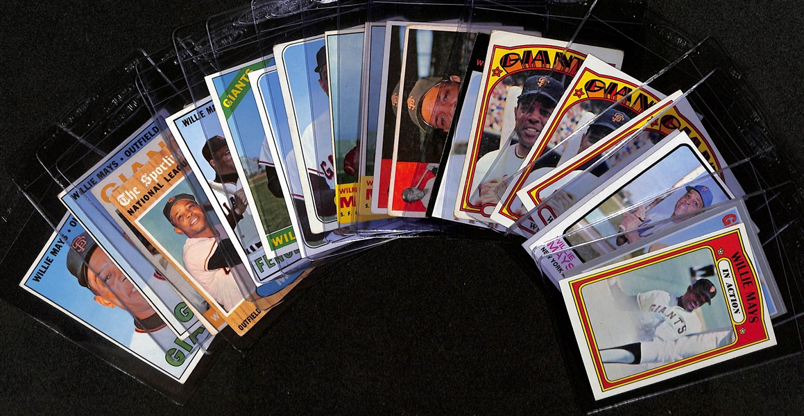 Lot of (21) 1960s and 70s Willie Mays Topps Baseball Cards