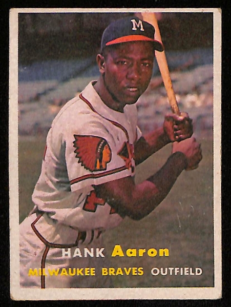 Lot of (9) 1950s-1970s Topps Hank Aaron Baseball Cards