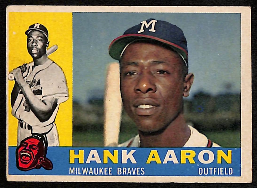 Lot of (9) 1950s-1970s Topps Hank Aaron Baseball Cards