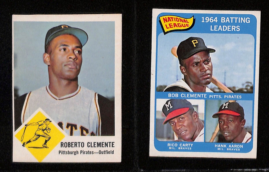 Lot of (13) 1950s-70s Roberto Clemente Mostly Topps Baseball Cards