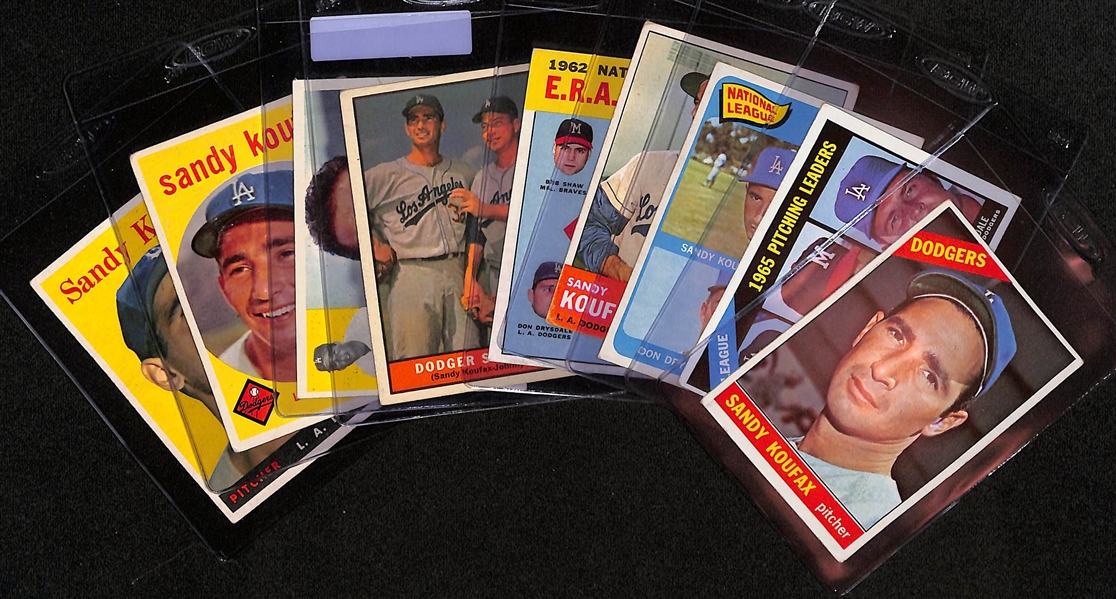 Lot of (9) 1958-1966 Sandy Koufax Topps Baseball Cards
