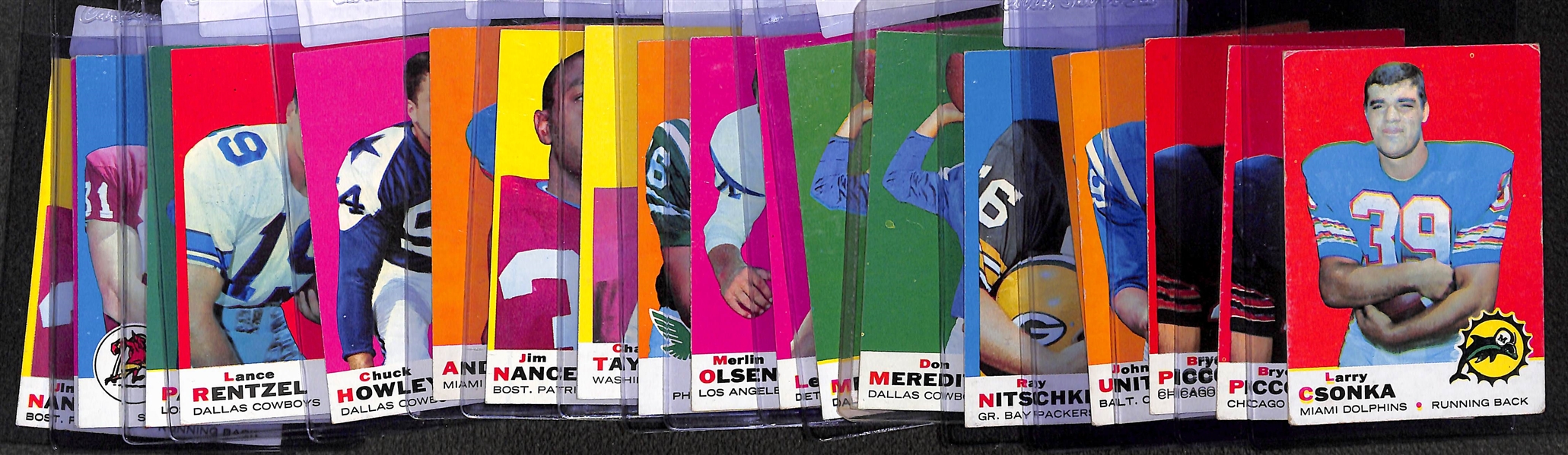Lot of (20) 1969 Topps Football Cards w. Larry Csonka and (2) Bryon Piccolo Rookies