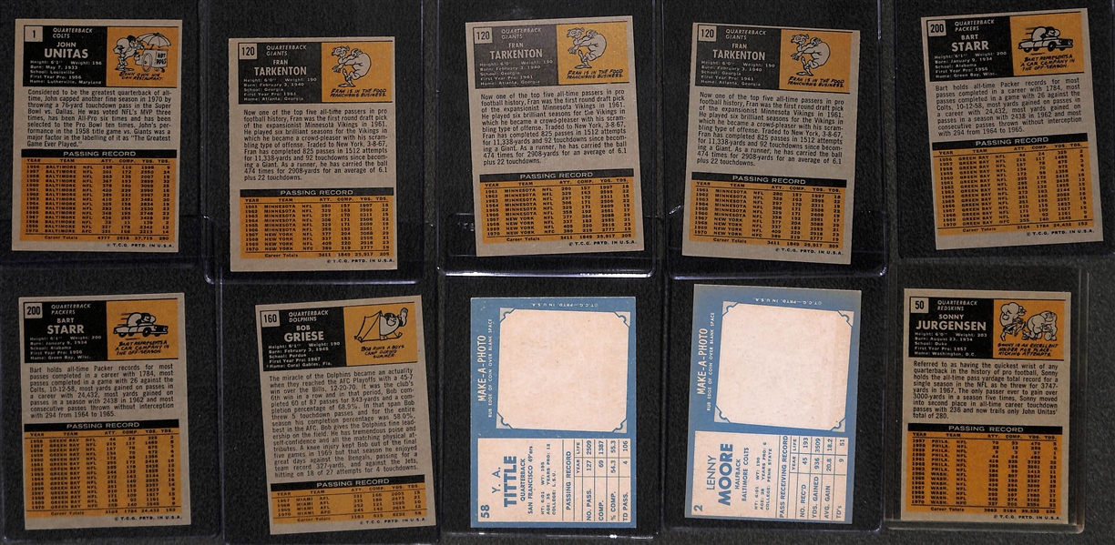 Lot of (40+) Topps Mostly 1960s Football Cards w. Star, Butkus, Unitas, Jurgenson, Bob Griese Rookie, and Many More