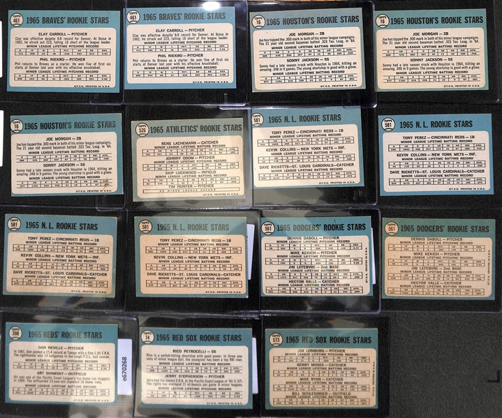 Lot of (15) 1965 Topps Baseball Rookies w. (2) Niekro, Hunter, (3) Morgan and Others 