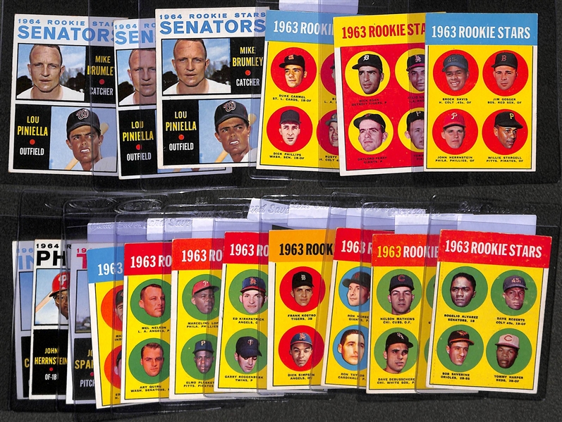 Lot of (17) 1963 & 1964 Topps Baseball Rookies w. Stargell, Perry, Staub, Piniella and Others