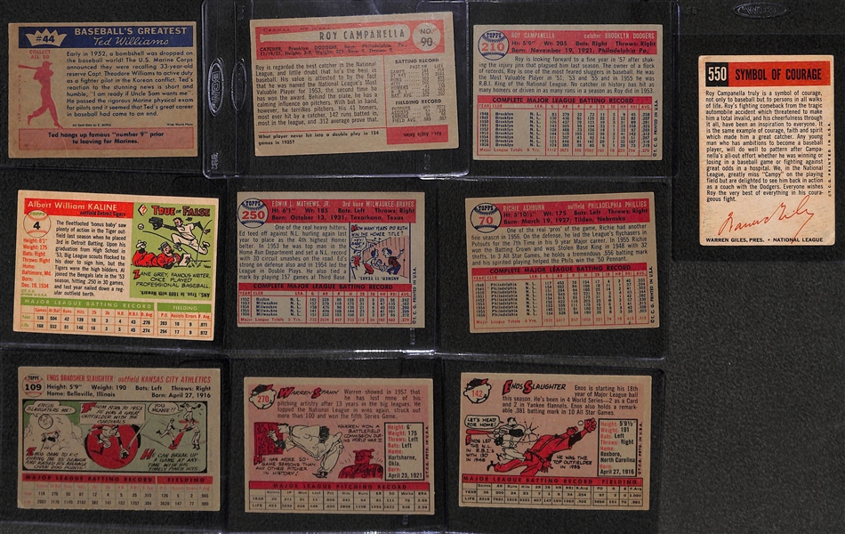 Huge Lot of (39) 1950s Baseball Stars and Hall of Famers feat. Ted Williams, Campanella, Kaline, Mathews and Others