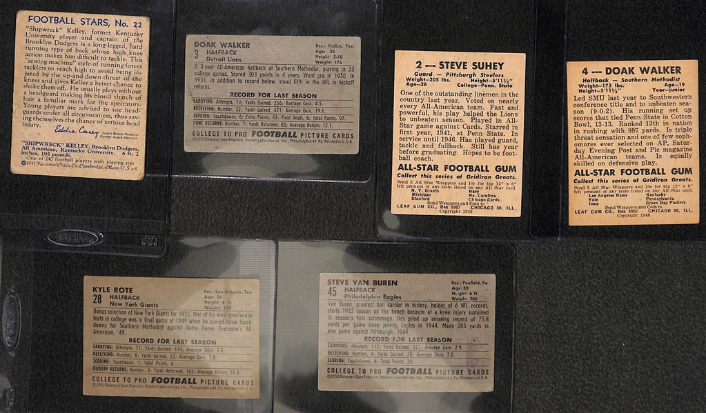 Lot of (6) Early Vintage Football Featuring 1935 National Chicle Shipwreck Kelley