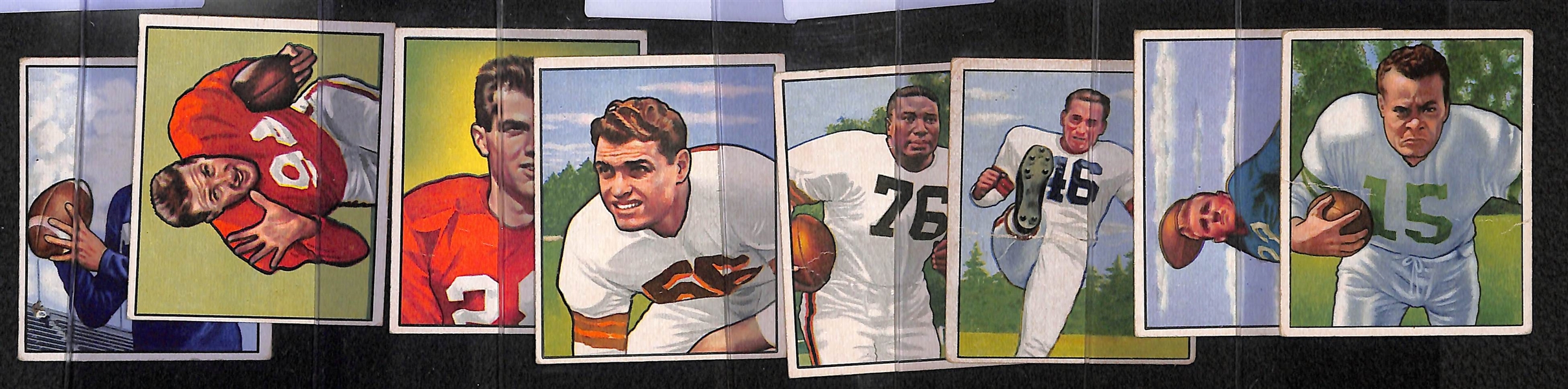 Lot of (8) 1950 Bowman Football w. Steve Van Buren, Bobby Lane and Lou Groza