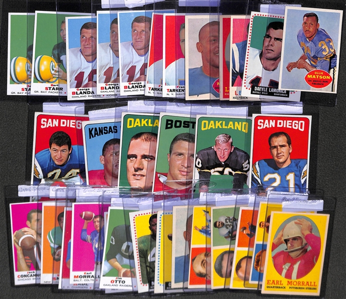 Lot of (30+) 1950s and 1960s Topps Football Cards w. Starr, Blanda, Tarkenton, Butkus, Moore, and Others