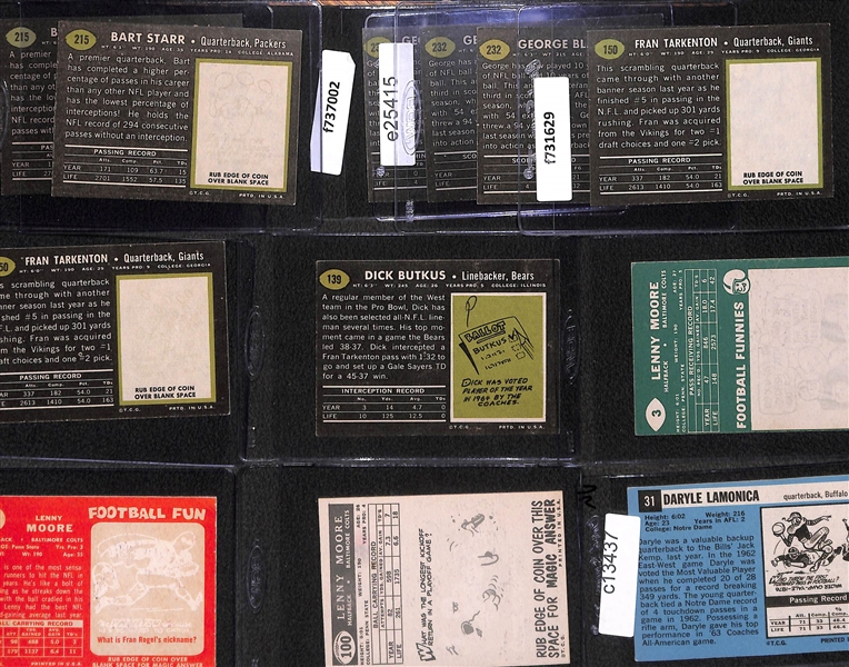 Lot of (30+) 1950s and 1960s Topps Football Cards w. Starr, Blanda, Tarkenton, Butkus, Moore, and Others
