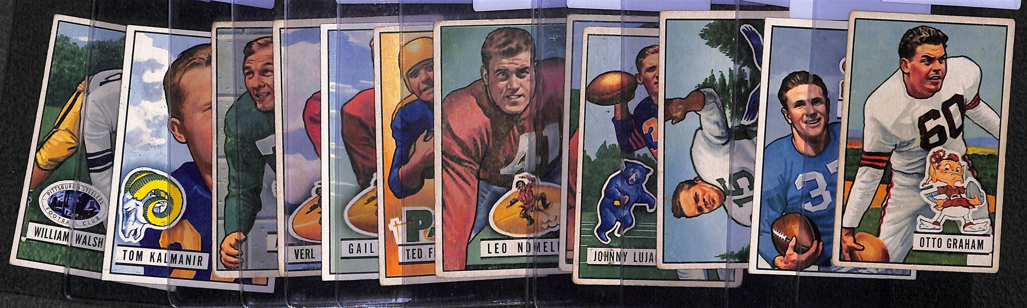 Lot of (12) 1951 Bowman Football Cards w. Otto Graham, Doak Walker, Steve Van Buren and Others