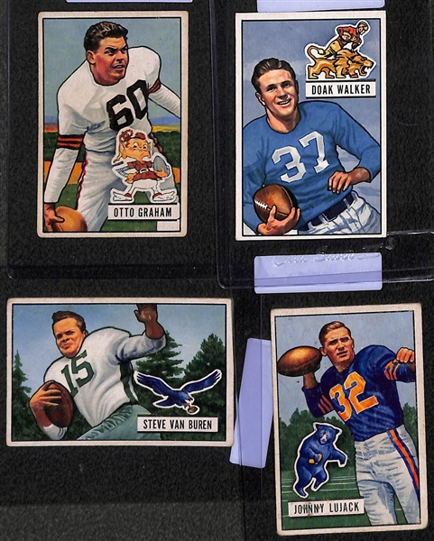 Lot of (12) 1951 Bowman Football Cards w. Otto Graham, Doak Walker, Steve Van Buren and Others