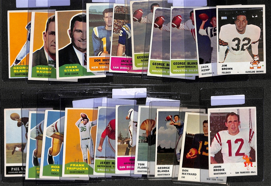 Lot of (20) 1960-62 Fleer Football w. Jim Brown, Jack Kemp, Don Maynard and More