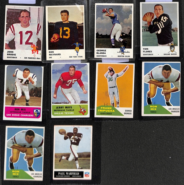 Lot of (20) 1960-62 Fleer Football w. Jim Brown, Jack Kemp, Don Maynard and More